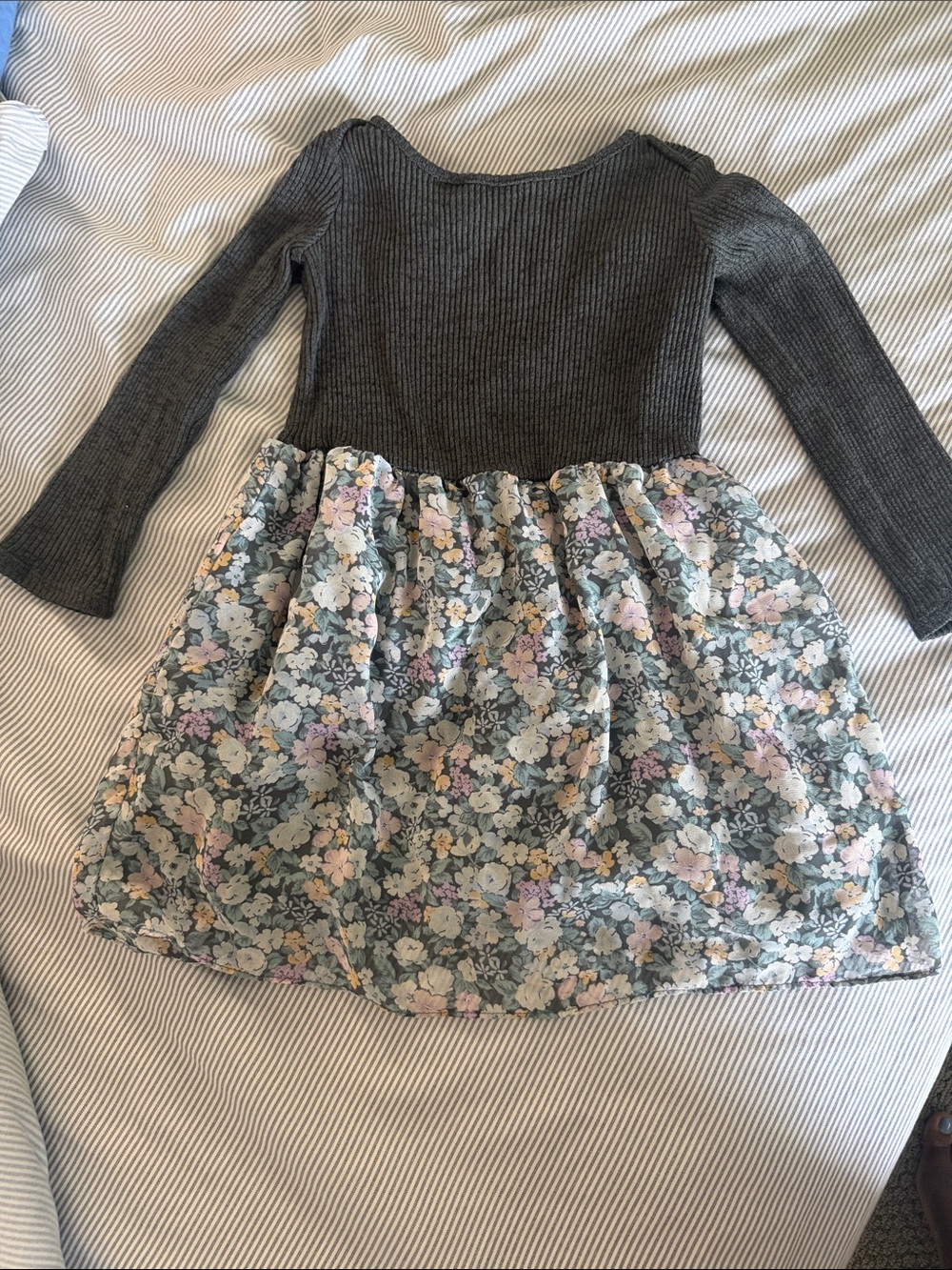 OshKosh B'gosh Charcoal Top with Pastel Floral Skirt Dress